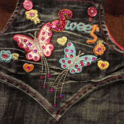 Adjustable denim dress overall "Sweet" for 6-12 months, like new