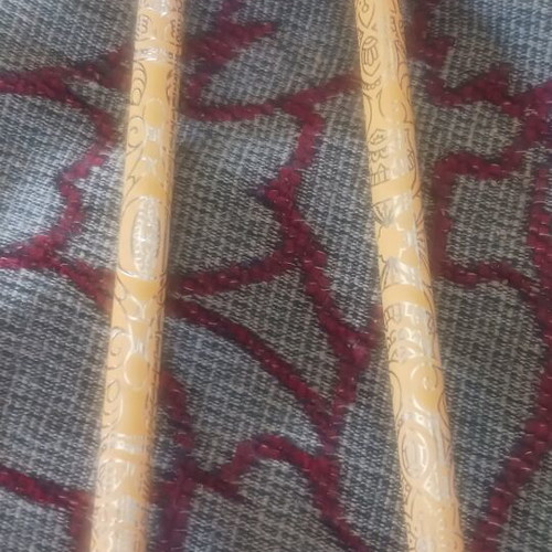 Set of 2 yellow pencils with designs