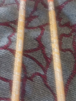 Set of 2 yellow pencils with designs