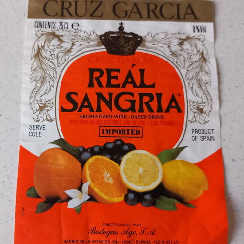 Real Sangria label used