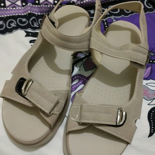 Summer women's sandals with PU leather size 43 new beige