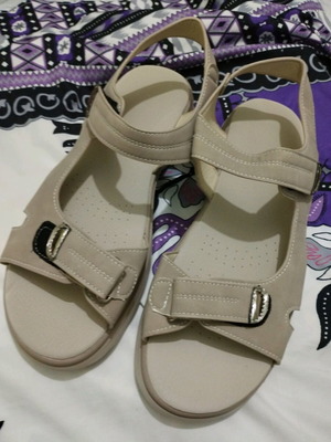 Summer women's sandals with PU leather size 43 new beige