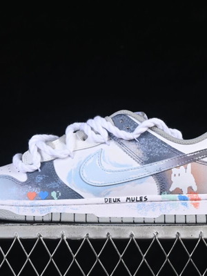 Nike Dunk Low Custom new handmade blue art sneakers