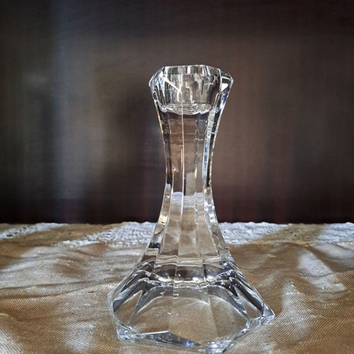 Crystal candlestick short with multifaceted cut like new