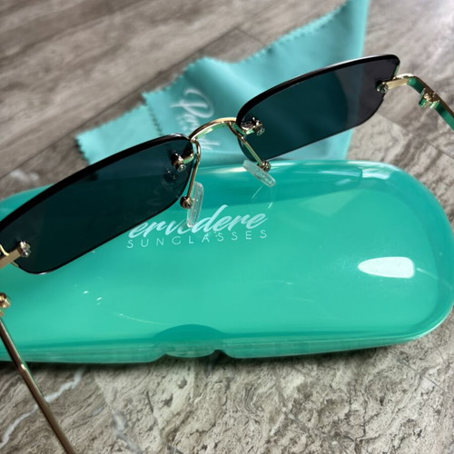 Pervedere sunglasses new rimless design with green lenses