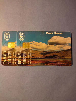 Mikri Prespa two-chip used phone card 04/1999