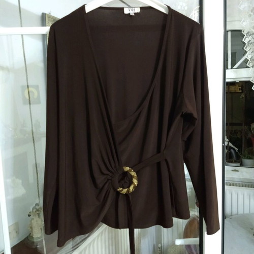 Brown blouse like new, size Large with tie