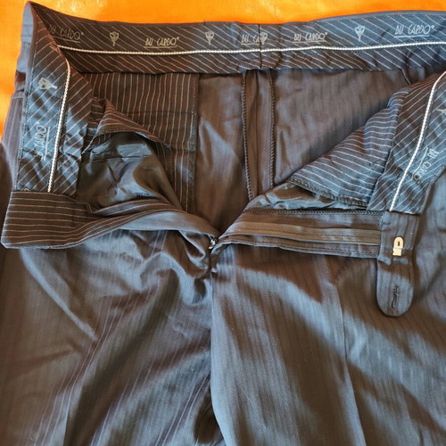 Men's summer pants size 46 like new, black with white stripe