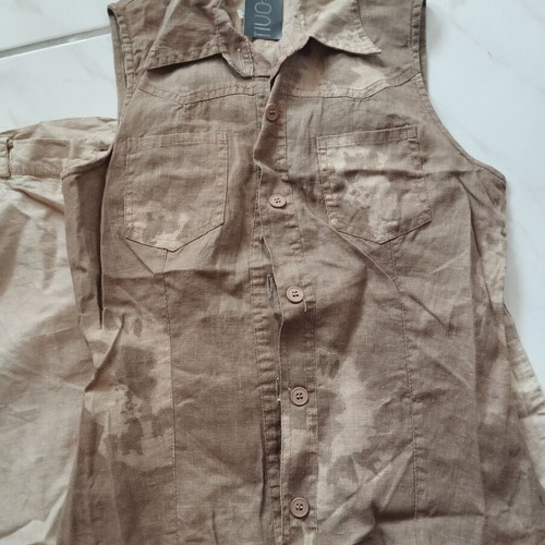 Linen set bell-bottom pants and vest, size S, like new, beige