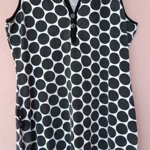 Zabaione sleeveless women's dress L, black and white polka dot