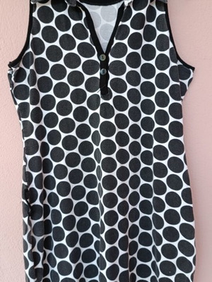 Zabaione sleeveless women's dress L, black and white polka dot