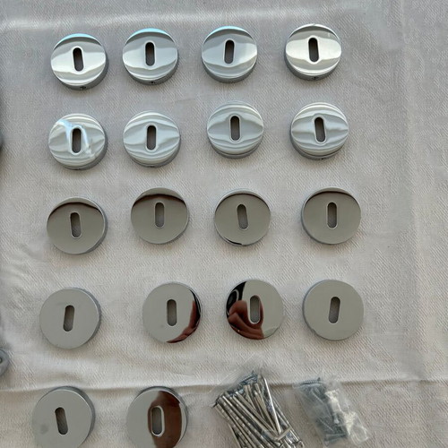 Door knobs used, 9 sets, chrome ball type with rosette