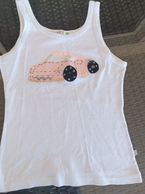 Devotion t-shirt Small white with sewn car and beads like new