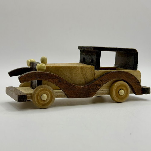 Wooden old school toy car handmade, used