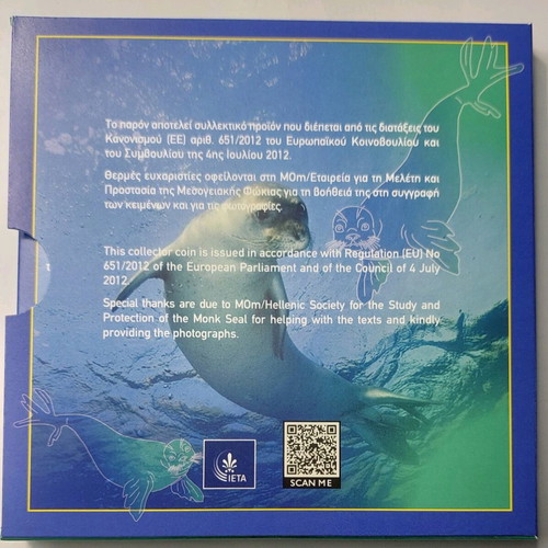 Monachus Monachus Seal collectible silver 5 € coin new