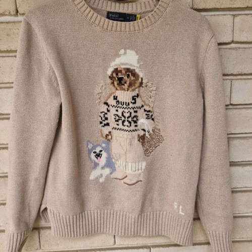 Polo Ralph Lauren bear sweater like new, beige