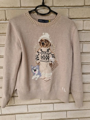 Polo Ralph Lauren bear sweater like new, beige