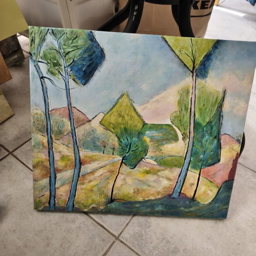 Original Painting Landscape with Trees 35x40 cm new, signed