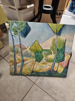 Original Painting Landscape with Trees 35x40 cm new, signed