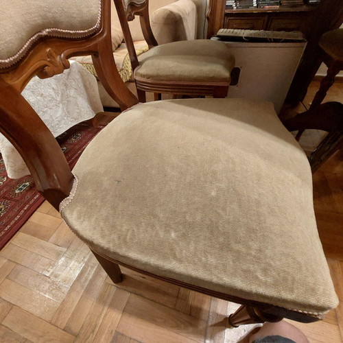 Solid wood extendable dining set with 6 chairs, used, classic style