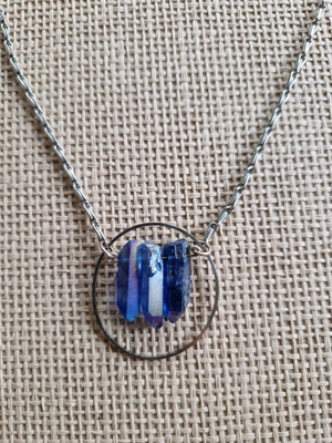 Cat Black necklace with blue crystals like new