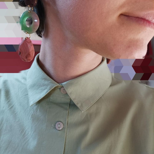 Statement pastel pink green earrings Mango like new