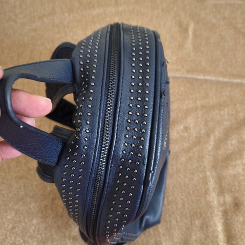 Axel backpack used, blue synthetic leather with studs
