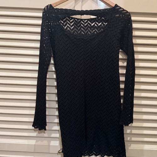 Black long-sleeve short dress small like new