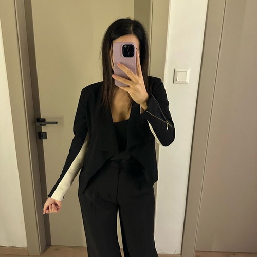 IF crop jacket used, size S, black and white