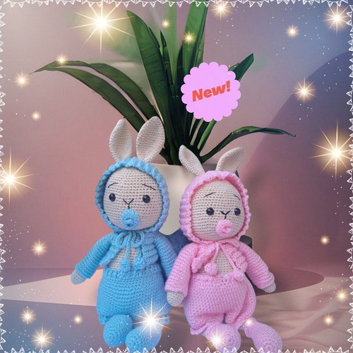 Handmade Bunny Toy new, crocheted with cotton yarns