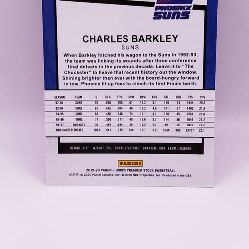 Panini NBA Hoops Premium Stock Charles Barkley Tribute card like new