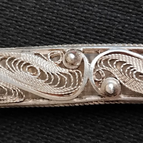 Vintage silver tie clip handmade filigree, like new