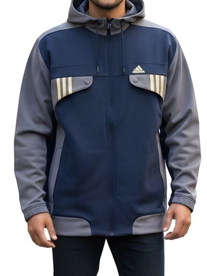 Vintage Jacket Hoodie Adidas σε μέγεθος XL σαν καινούργιο, μπλε και γκρι