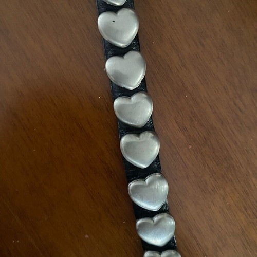 Women’s belt used with silver hearts, size 90cm, black