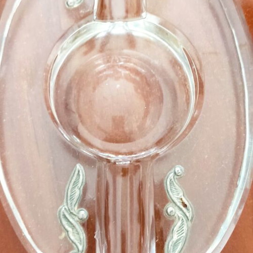 Crystal ashtray Thomas Gallery used, lead crystal with metal decoration