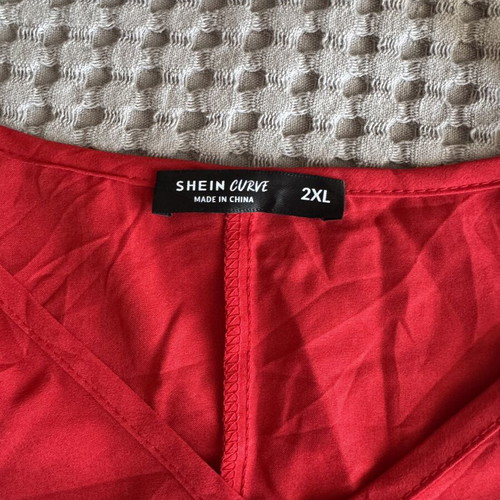 Shein Curve blouse 2XL like new, red, wrap style with belt