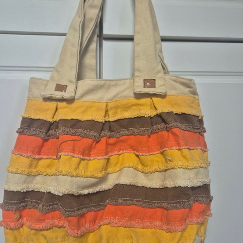 Summer bag made of canvas, like new, multicolor 36x30 cm