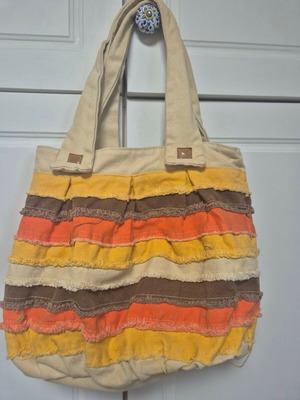 Summer bag made of canvas, like new, multicolor 36x30 cm