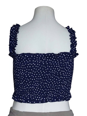 Navy Blue Polka Dot Crop Top Shein like new, medium size