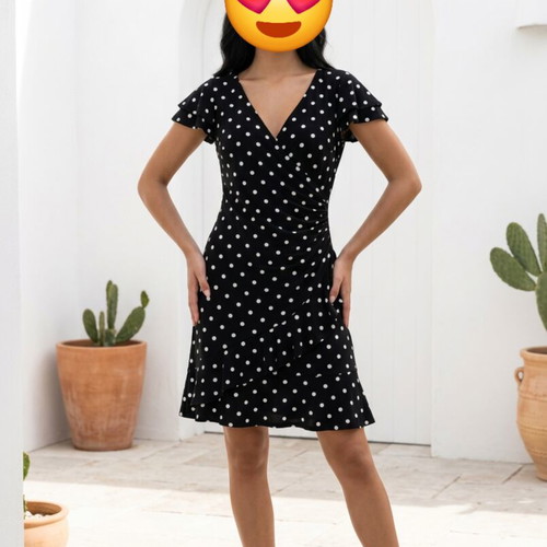 Lauren Ralph Lauren black and white polka dot wrap dress