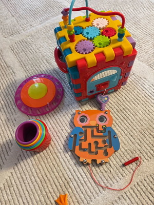 Various toys used for babies up to two years old