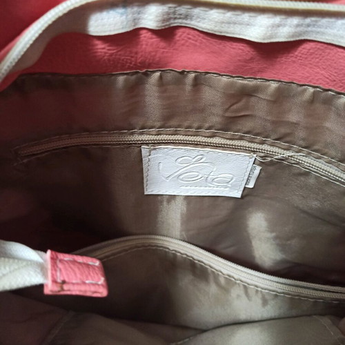 Veta bag used coral with brown details handheld