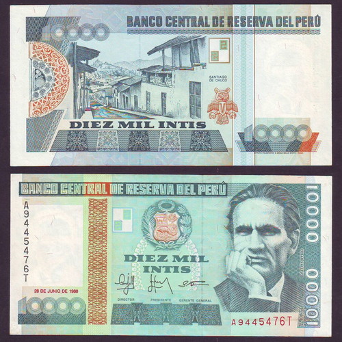 Peru 10000 Intis banknote 28.06.1988 P-140 unc