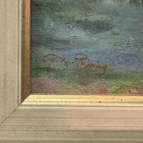 Painting The Lake of Swans oil on hardboard like new