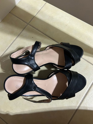 Black summer heels used, size 38