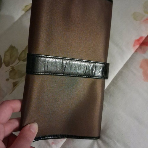 Key wallet new satin fabric black and brown