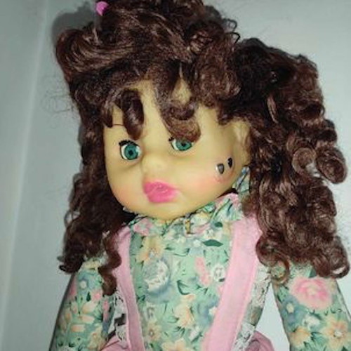 Cloth doll used, large 80 cm, plastic head and palms