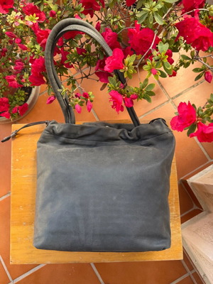 Furla leather shoulder bag used, gray