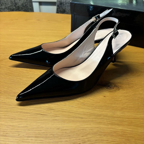 Luca Valentini Slingback shoes new, size 38, black patent leather