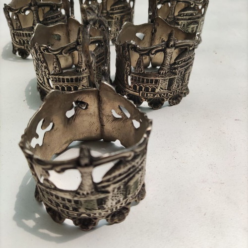 Handmade Gianniotiko glass holders set of 6 bronze like new